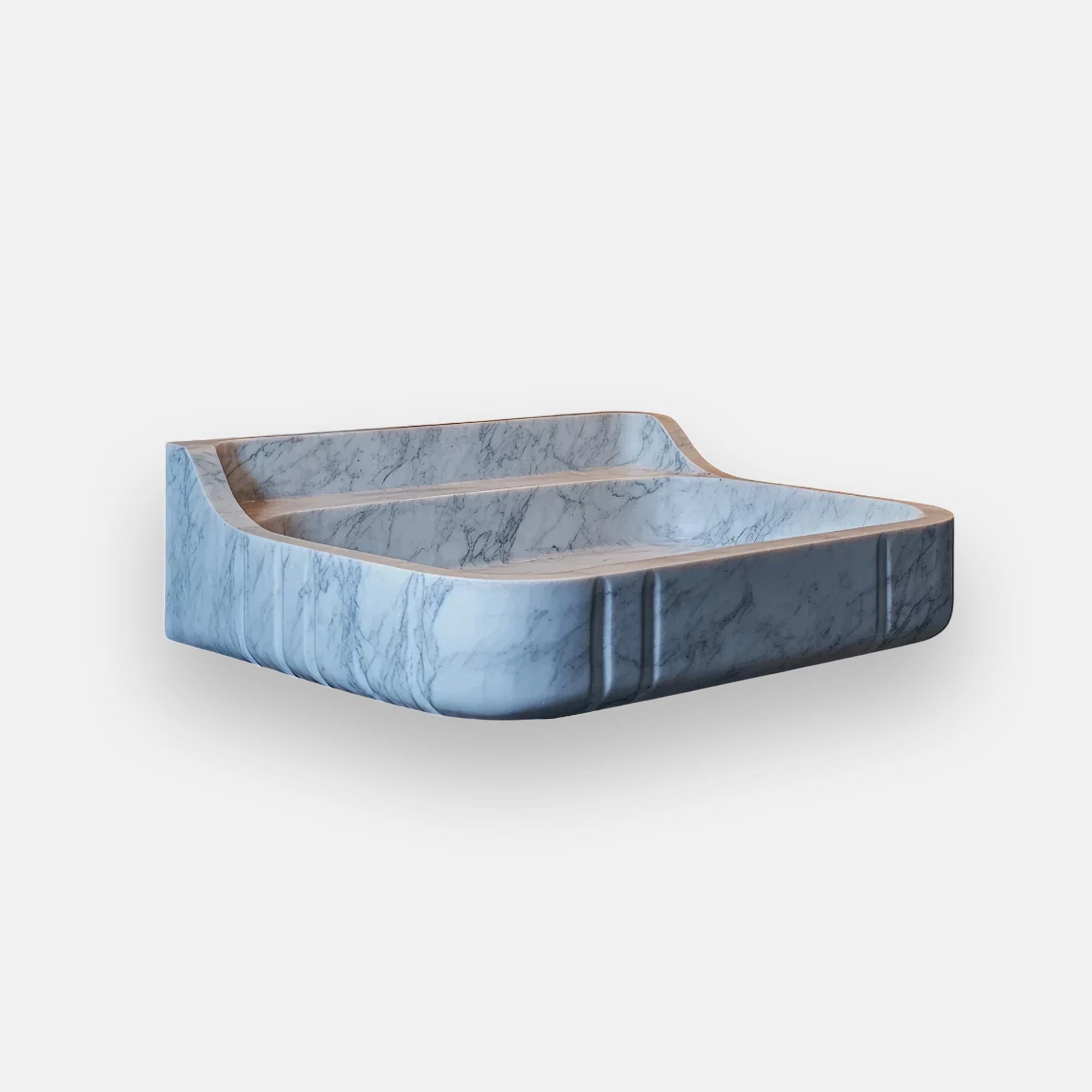 wall mounted carrara marble sink with soft curves