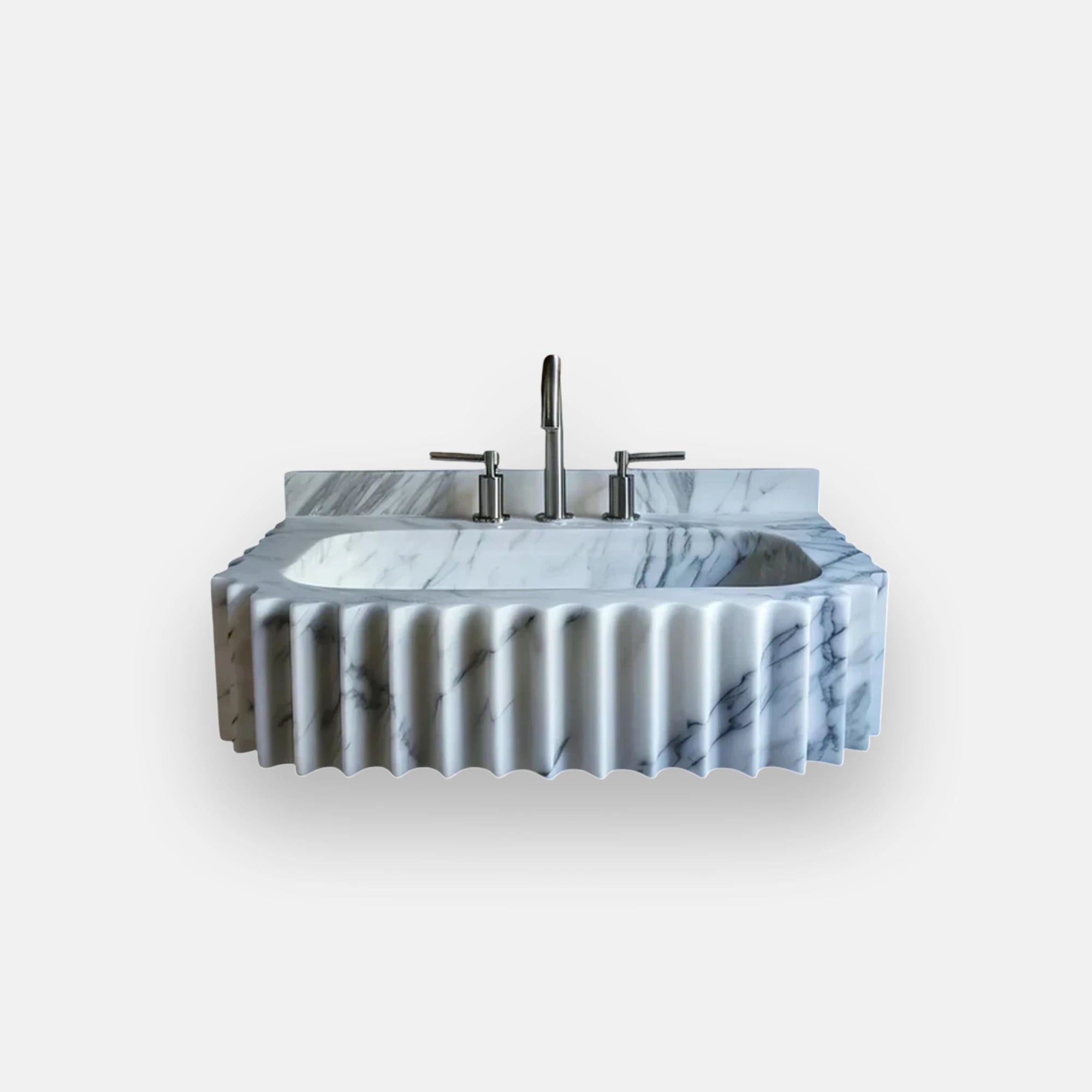 wall mounted fluted marble vessel sink