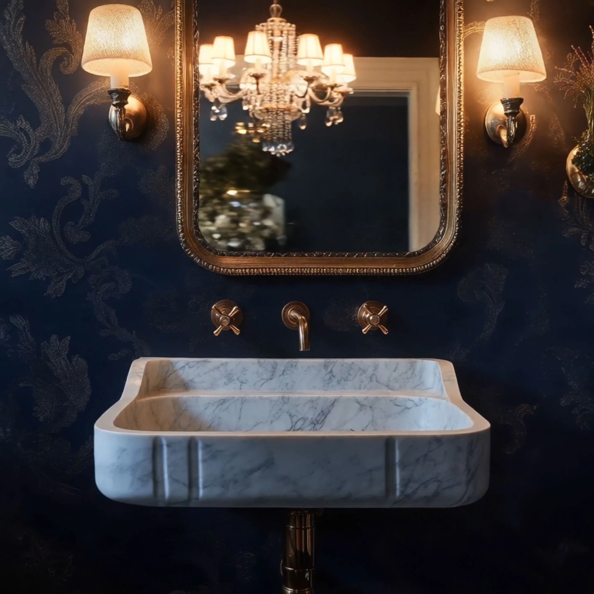wall-mounted stone bathroom sink