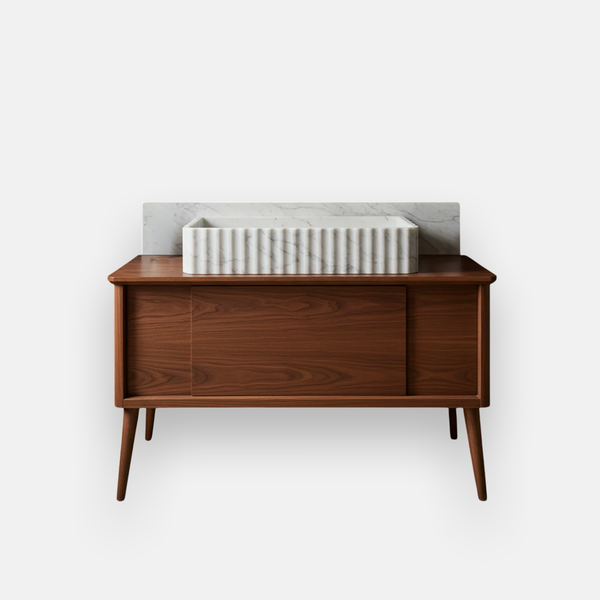 White Marble Trough Fluted Sink